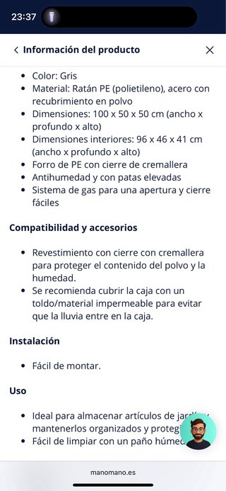 Baúl Rattan Exterior Gris vidaXL