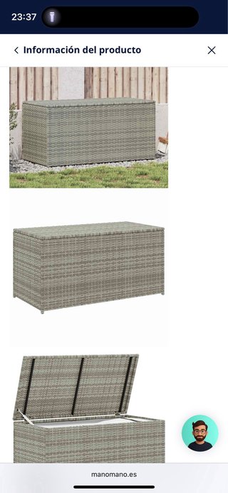 Baúl Rattan Exterior Gris vidaXL