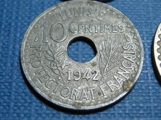 Lote 4 monedas antiguas con agujero