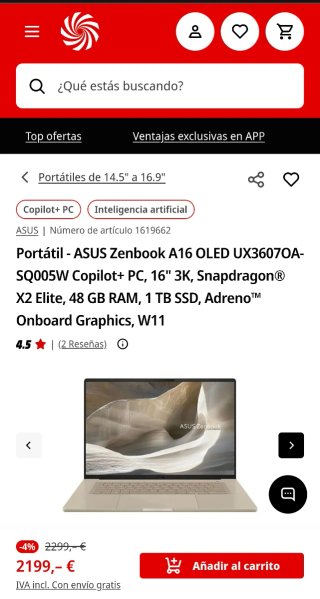 Portatile ASUS Zenbook A16 OLED UX3607OA nuovo