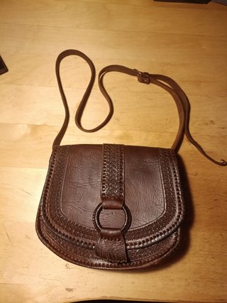 Bolso Cuero Artesanal Repujado Marrón