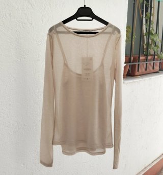 Camiseta Zara punto fino m/ larga T.XS