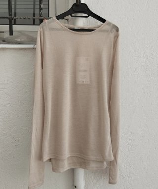 Camiseta Zara punto fino m/ larga T.XS