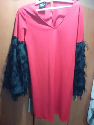 Vestido azul con flecos