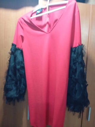 Vestido azul con flecos