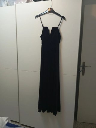 Vestido azul con flecos