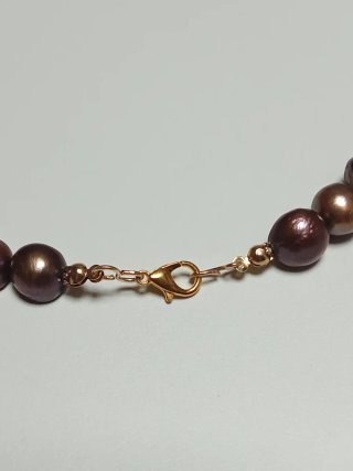 Collar Perlas Barrocas Moneda Chocolate