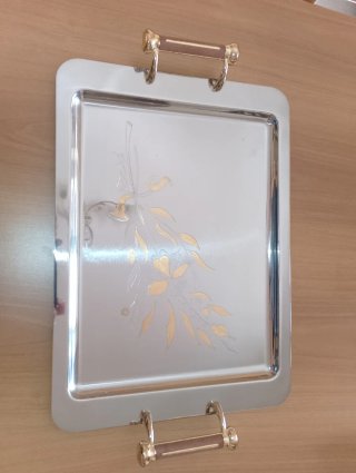 Vassoio acciaio inox 18/10 con decoro