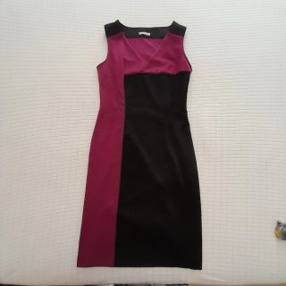 Tubino elegante Cannella nero e fucsia taglia 42