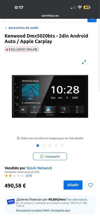 Kenwood DMX5020BTS Monitor con Receptor