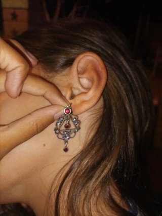 Pendientes Flor Rosa Plata