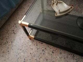 Mesa de centro cristal y metal dorado