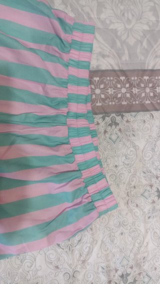 Conjunto traje pantalón corto rayas rosa y verde
