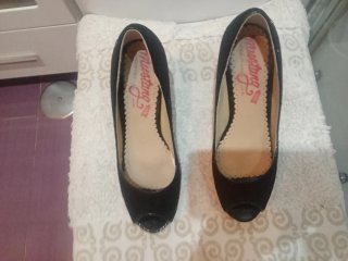 Alpargatas cuña beige y negro