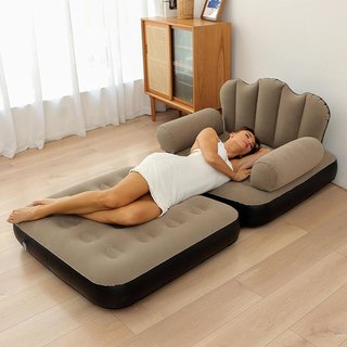 Sofá Cama Hinchable Portátil Beige/Marrón