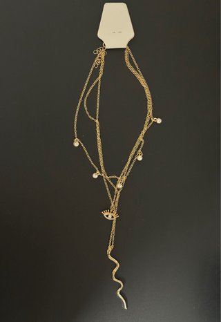 Collar Boho Dorado Ojo y Serpiente