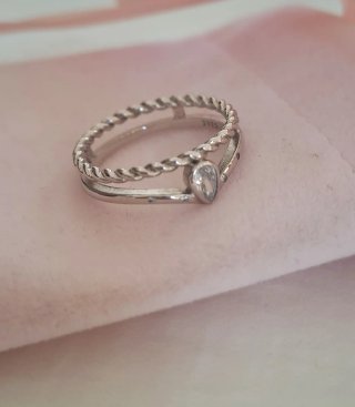 Anillo Doble Capa Plata y Circonita
