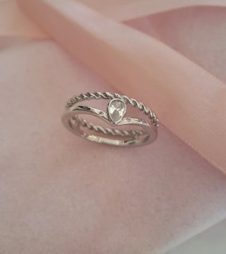 Anillo Doble Capa Plata y Circonita
