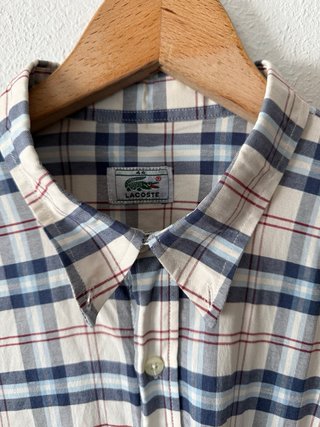 Camisa Lacoste Cuadros Beige y Azul