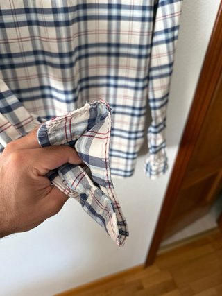 Camisa Lacoste Cuadros Beige y Azul