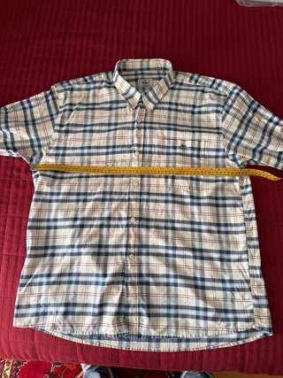 Camisa Lacoste Cuadros Beige y Azul