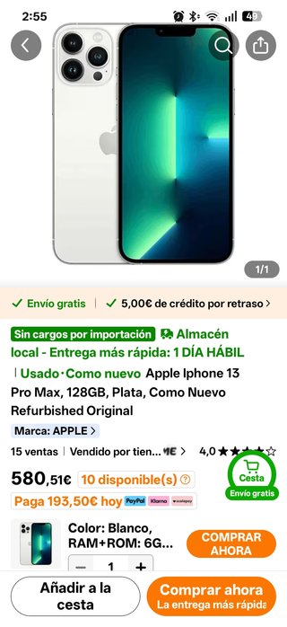 iPhone 13 Pro Verde Caja Completa