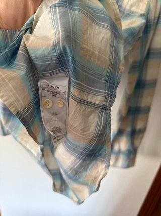 Camisa Quiksilver cuadros beige y azul