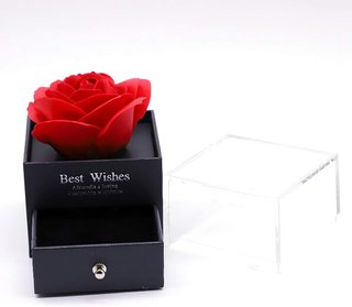 Rosa Eterna Caja Joyería Negra y Roja