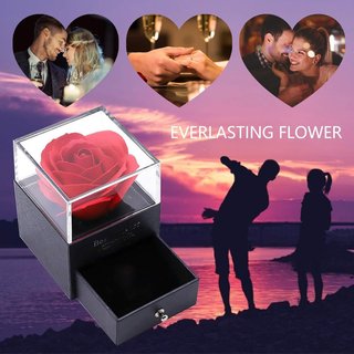 Rosa Eterna Caja Joyería Negra y Roja