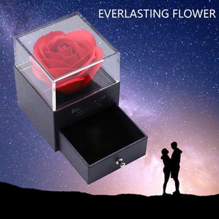 Rosa Eterna Caja Joyería Negra y Roja