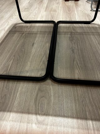 Mesa centro cristal y metal estilo industrial