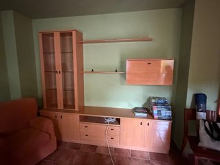 Mueble salón madera y cristal