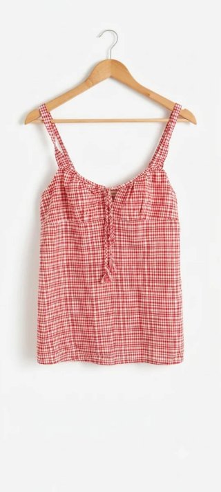Top tirantes cuadros vichy rojo y blanco