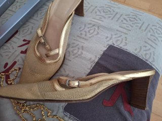 Conjunto Zapatos y Bolso Fiesta Dorado Talla 39