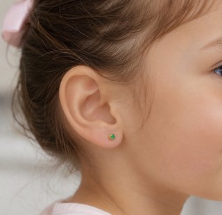 Pendientes oro 18K con esmeralda natural colombia