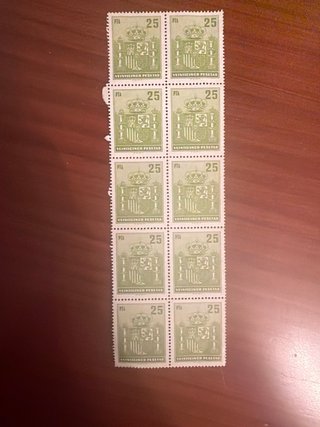 10 Sellos de España de 25 pesetas