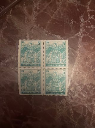 4 Sellos España 5 Pesetas Águila