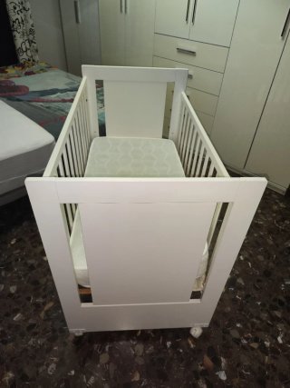Cuna TRAMA blanca madera