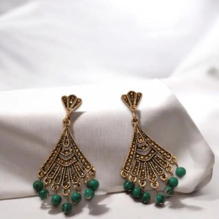 Pendientes vintage chapado turquesas