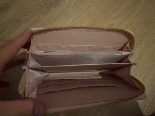 Monedero mujer beige y rosa