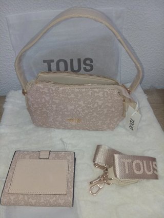 Bolso Tous pequeño beige y dorado