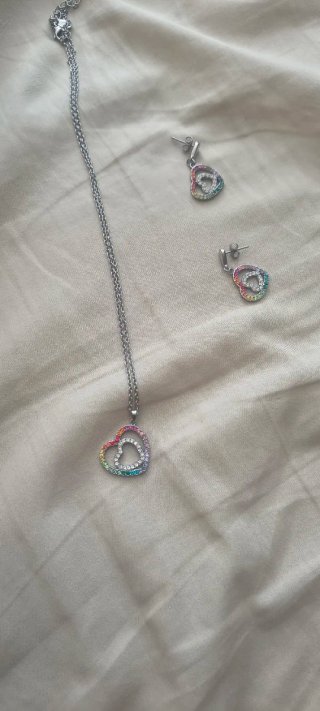Conjunto Lotus Plata 925 Collar y Pendientes