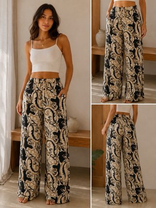 Pantalones anchos estampados XL