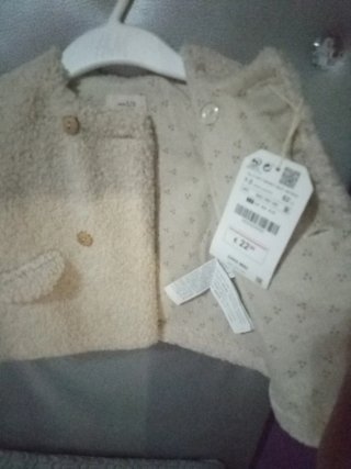 Abrigo bebé peluche beige