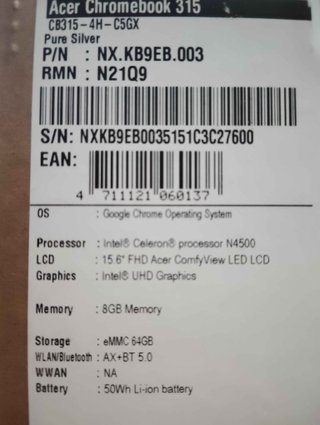 Acer Chromebook 315 Portátil