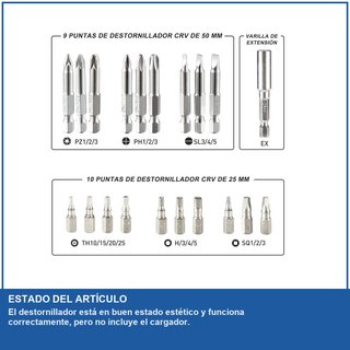 - HYCHIKA destornillador eléctrico batería luz