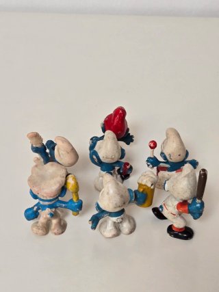 Lotta di 7 Figure Vintage Puffi Pey Schleich
