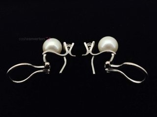 pendientes oro 18k con piedra con diamante,perla