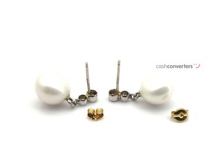 pendientes oro 18k con piedra con circonita,perla
