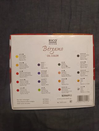 Set colori olio RICO DESIGN Bérgamo 18 tubi -NUOVO
